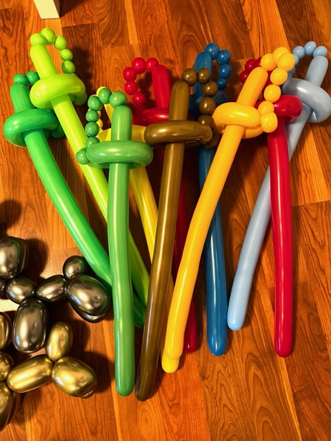 rainbow colour balloon swords